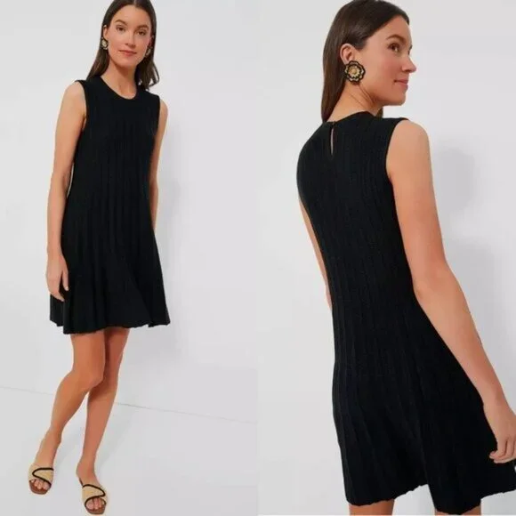 Pomander Place NEW Black Knit Adi Sleeveless A Line Classic Mini Dress Size L